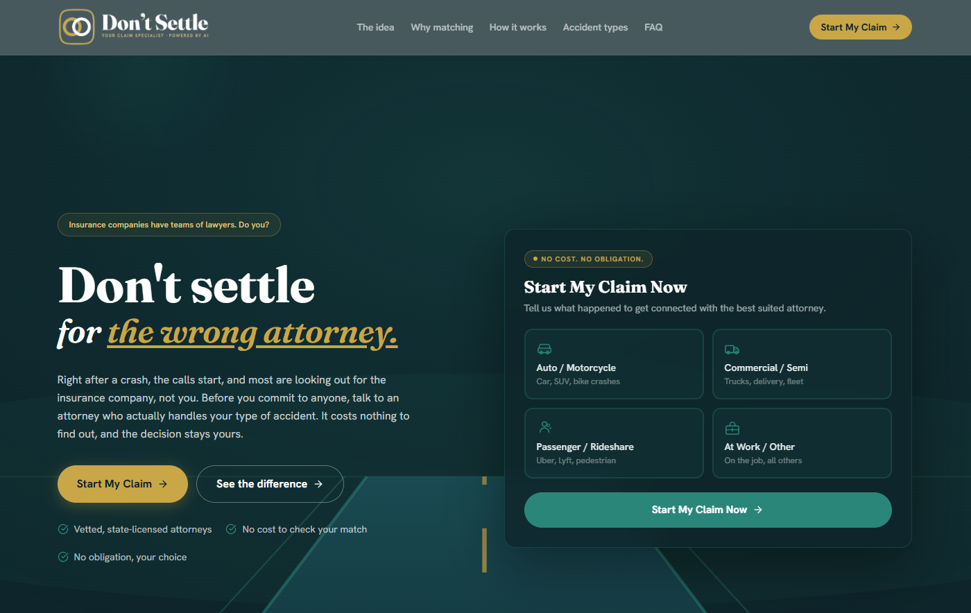 Don't Settle landing page