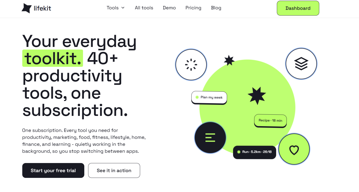 Lifekit landing page
